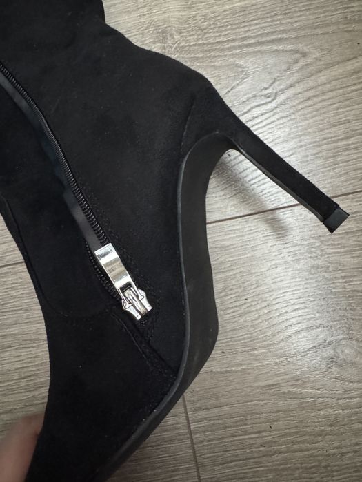 Cizme piele intoarsa cu toc stiletto