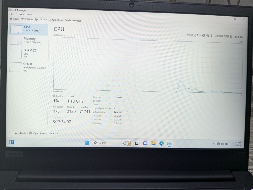 Lenovo thinkpad i5-10210U(10-avlod) Autocad va boshqa dasturlash uchun
