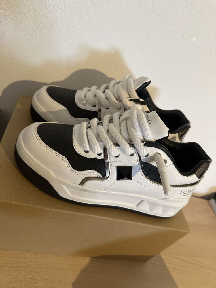 valentino garavani stud sneakers-white black edition