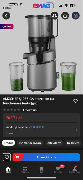 Storcator fructe cu functionare lenta ! Amzchef ! Sigilat ! Nou ! 0 se