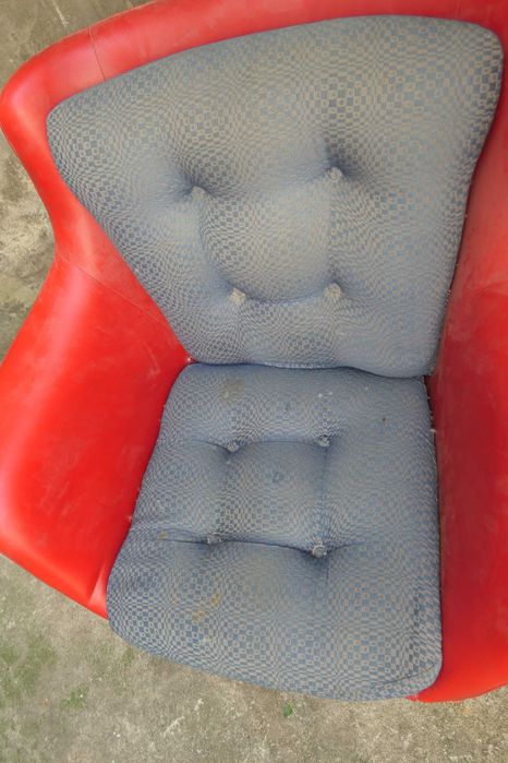 Fotoliu Imitatie Piele Rotativ Model de Designer Retro Cadru Metalic