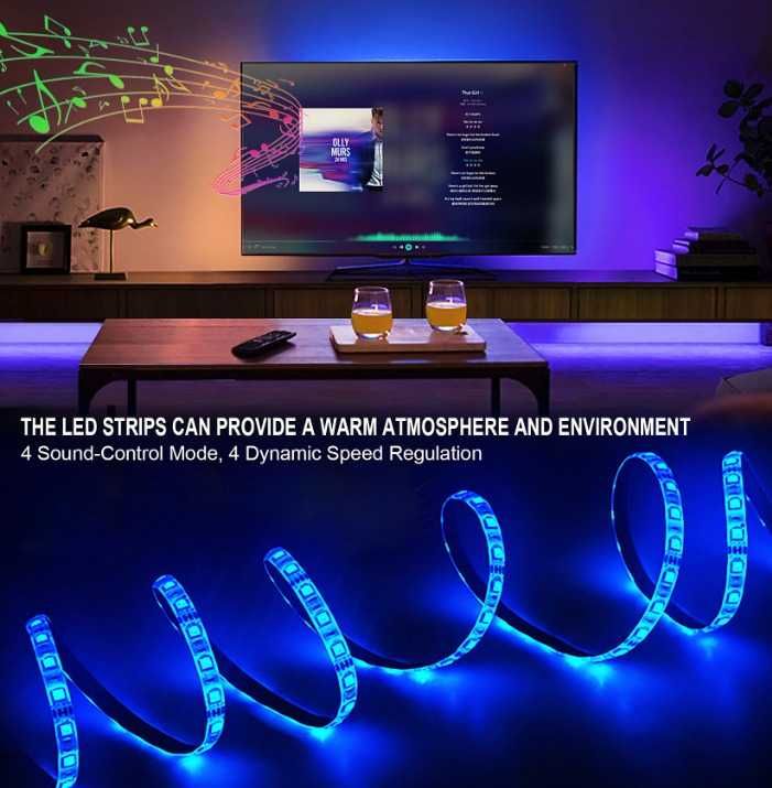 RGB LED ленти Extrastar с дистанционно управление, захранване през USB