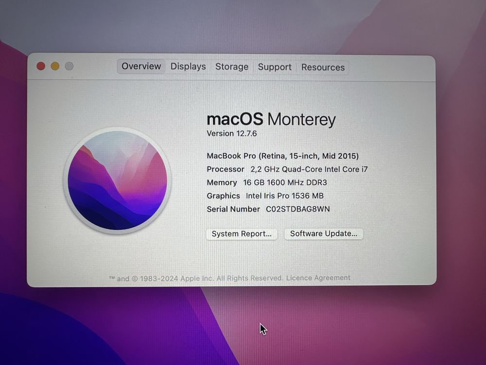 MacBook Pro 15.4” i7/16/256 Retina / Mid-2015