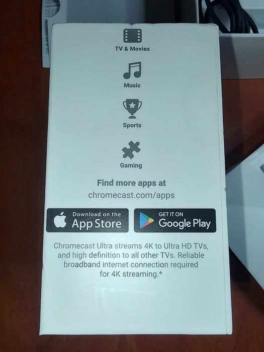 Google Chromecast Ultra 4K Digital Media Streamer NC2-6A5-D 3rd Ge