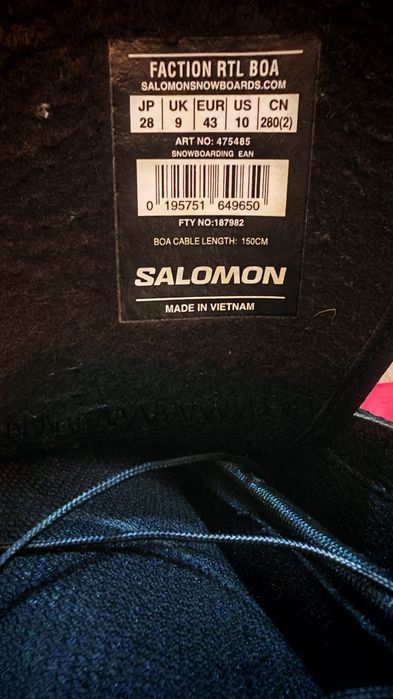 Boots snowboard Salomon faction RTL boa -mondo 28 Eu 43