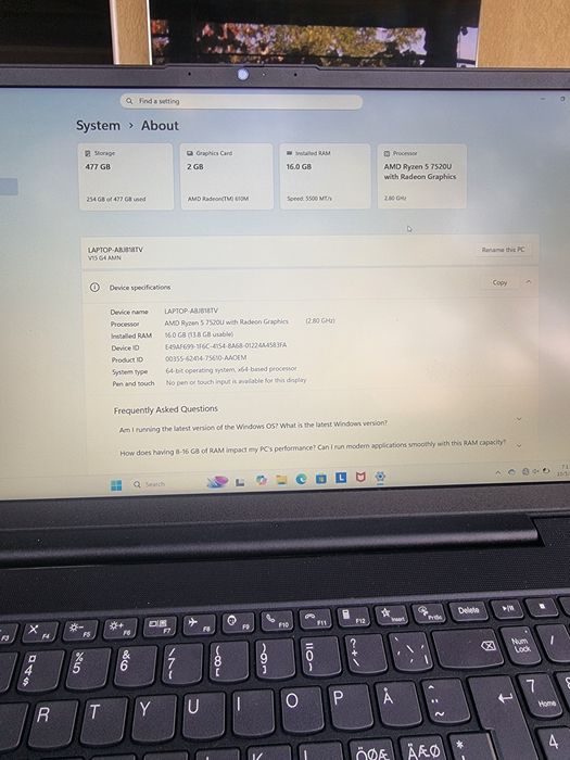 Lenovo V15 G4 AMN 16 GB RAM
