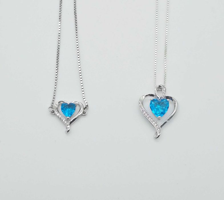 Комплект изящно сребърно Колие и Гривна със Сърце проба 925 и Цирконий