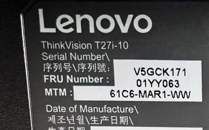 Монитор Lenovo Thinkpad 27 "