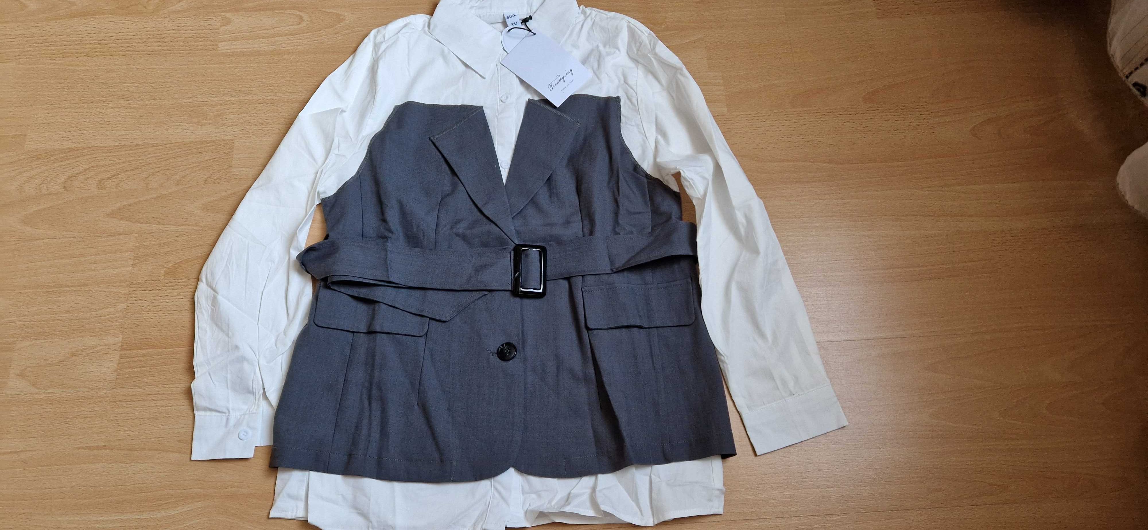 Camasa dama eleganta alb/negru oversize
