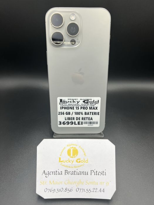 Iphone 15 Pro Max 256GB 100% Baterie Liber de retea cod produs 22323