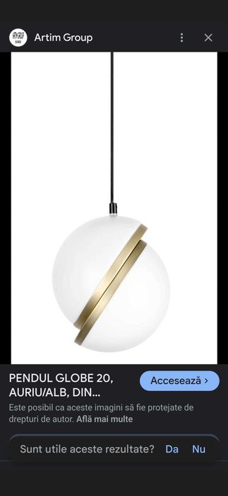 Pendul (lampa).noua in cutie.alb cu auriu 2 bucati