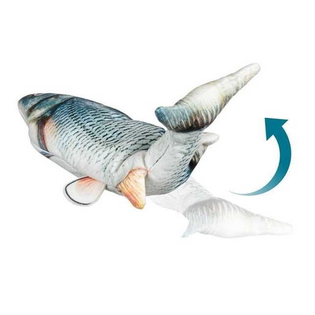 Котешка играчка, Плюшена рибка, с движение, мърдаща риба, 28 см