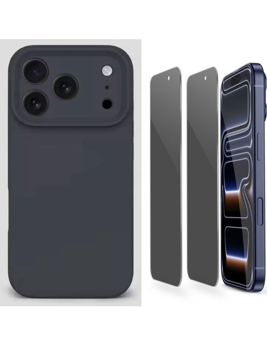 Husa Silicon Plate si Folie Sticla PRIVACY - Iphone 17 AIR PRO MAX