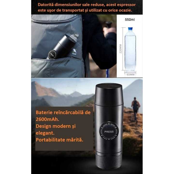 Espressor Portabil, Ergonomic, Cafea sau Capsula Nespresso