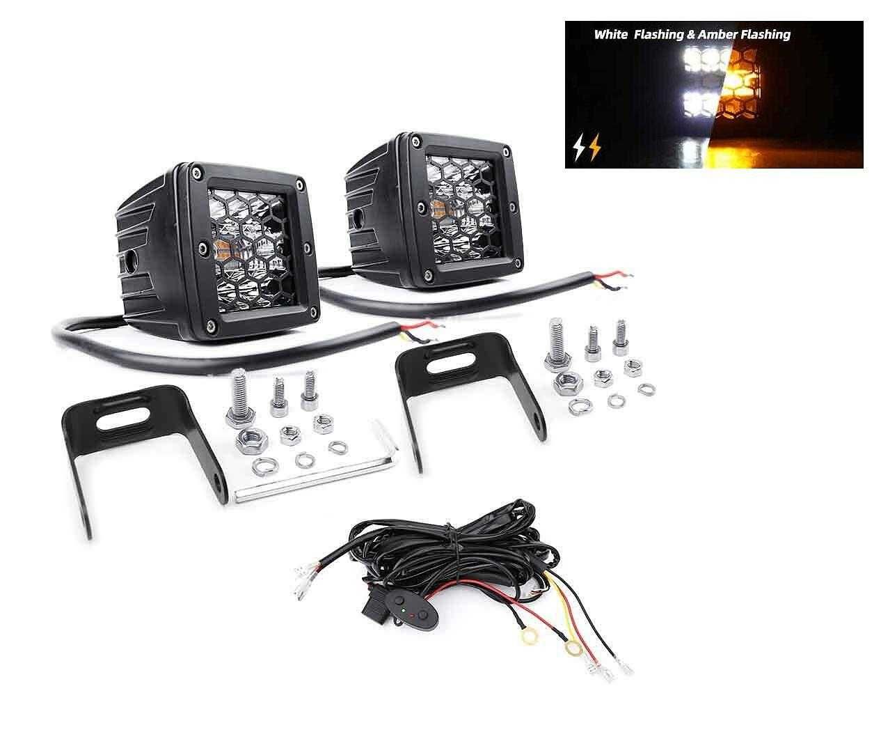 LED халоген лампи с окабеляване 12-24V, мигащи 6 режима, 6 броя