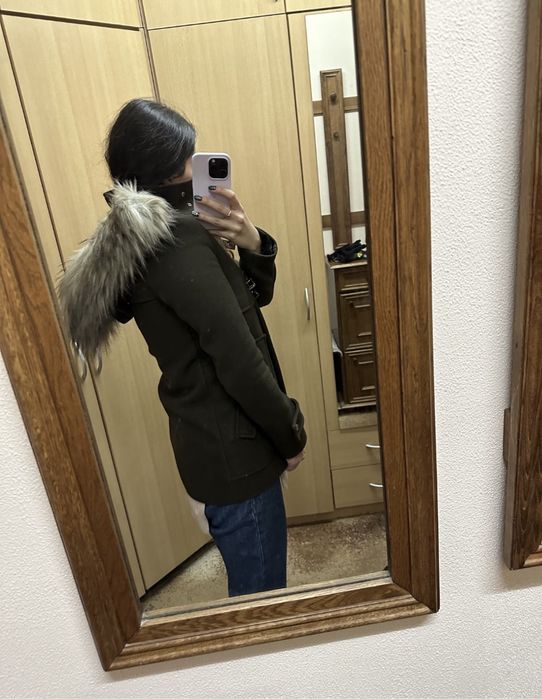 Палто Зара/zara с голяма качулка