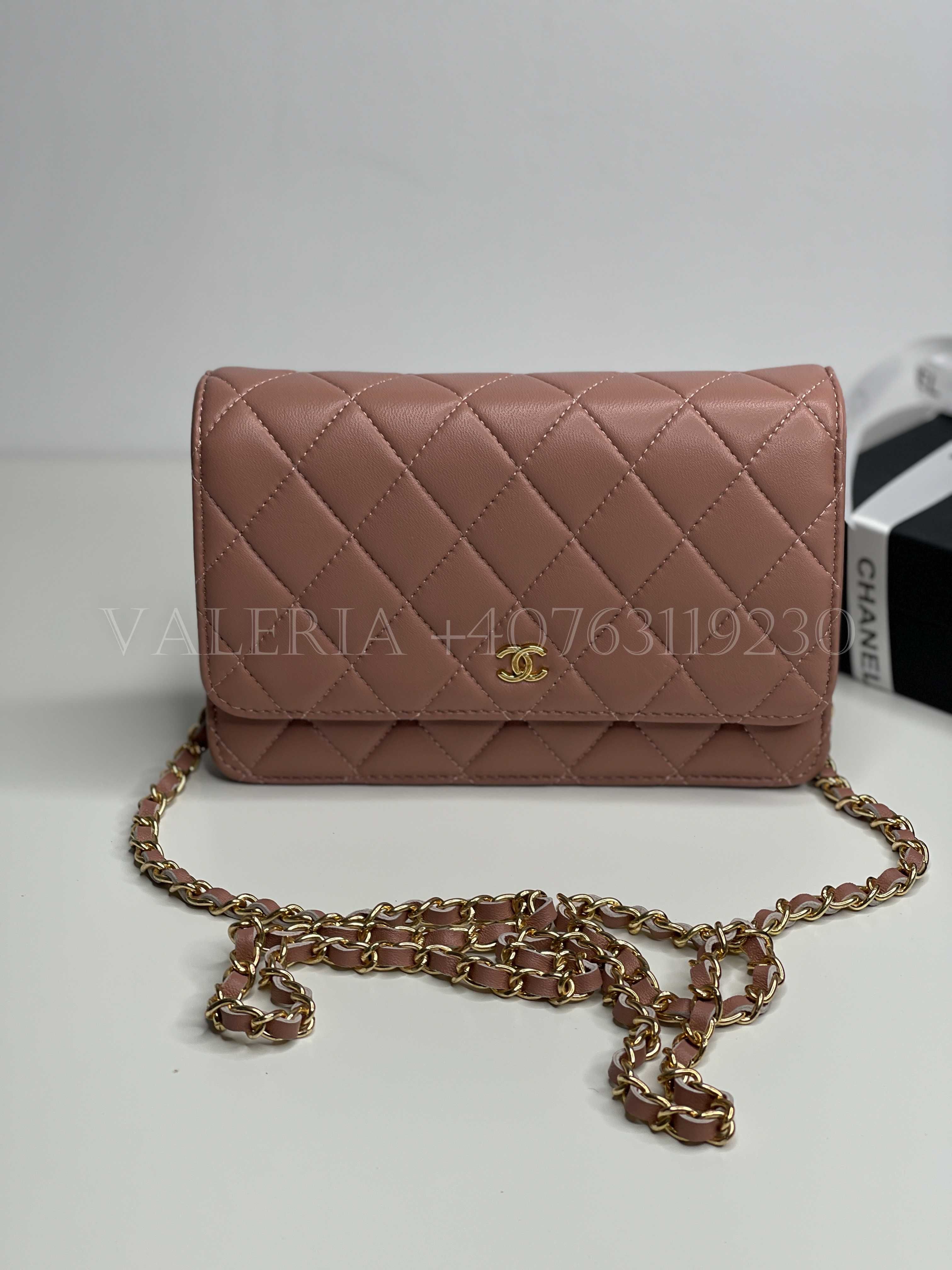 Geanta Chanel - Rose Pudra Walllet on Chain