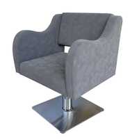 Фризьорски стол с ергономичен дизайн A5000 - мека сива еко кожа