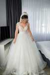 Rochie de mireasa superba, printesa, A line, comoda, cu maneca lunga