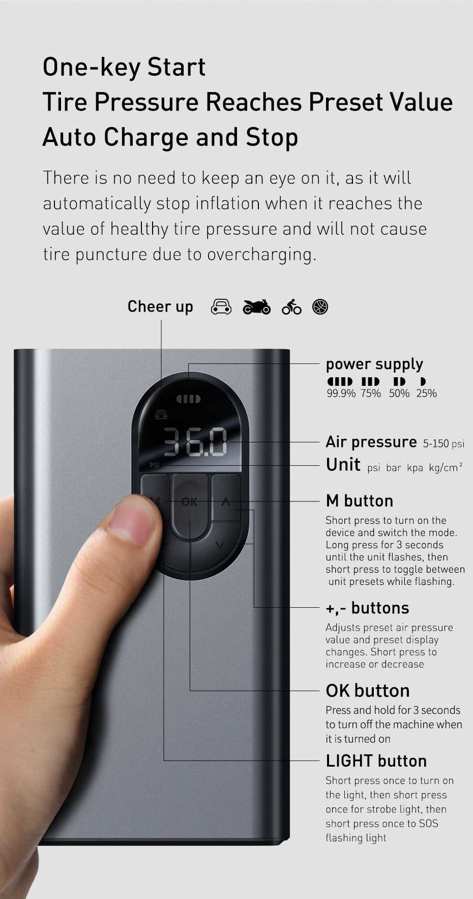 Автомобильный насос Baseus Energy Sourse Inflator Pump Tarnish