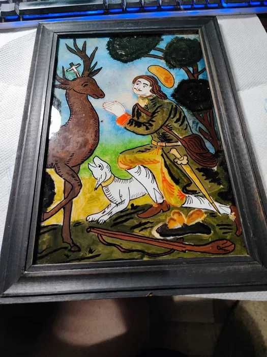 Lot vintage de 6 icoane pe sticla