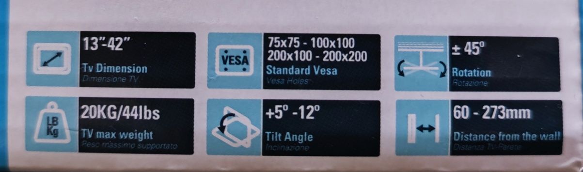 Suport TV de perete VESA G&BL , reglabil, 13"-42" (33cm-108cm)