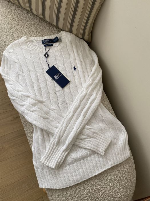 Pulover viral Ralph Lauren XS, cable knit, optic white