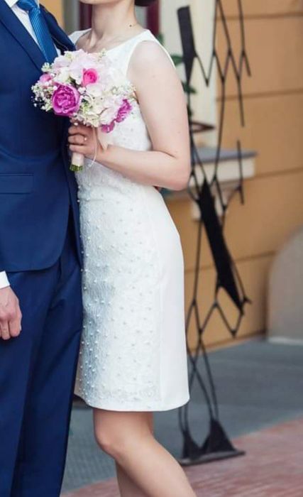 Rochie alba cununie civila nunta ocazie S 36