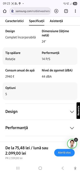 Masina de spalat vase  Samsung dw60m6050bb