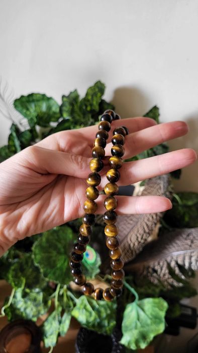 Bijuterii pietre naturale ochi de tigru - set colier cercei