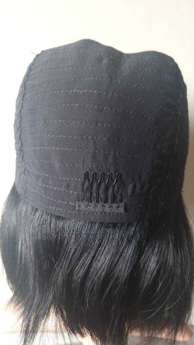 Бразилска човешка коса 30 см. черна естествена перука с дантела 4Х4