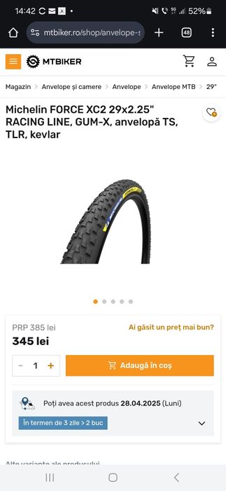 2 Cauciucuri MTB Michelin Force XC TL 29 x 2,25