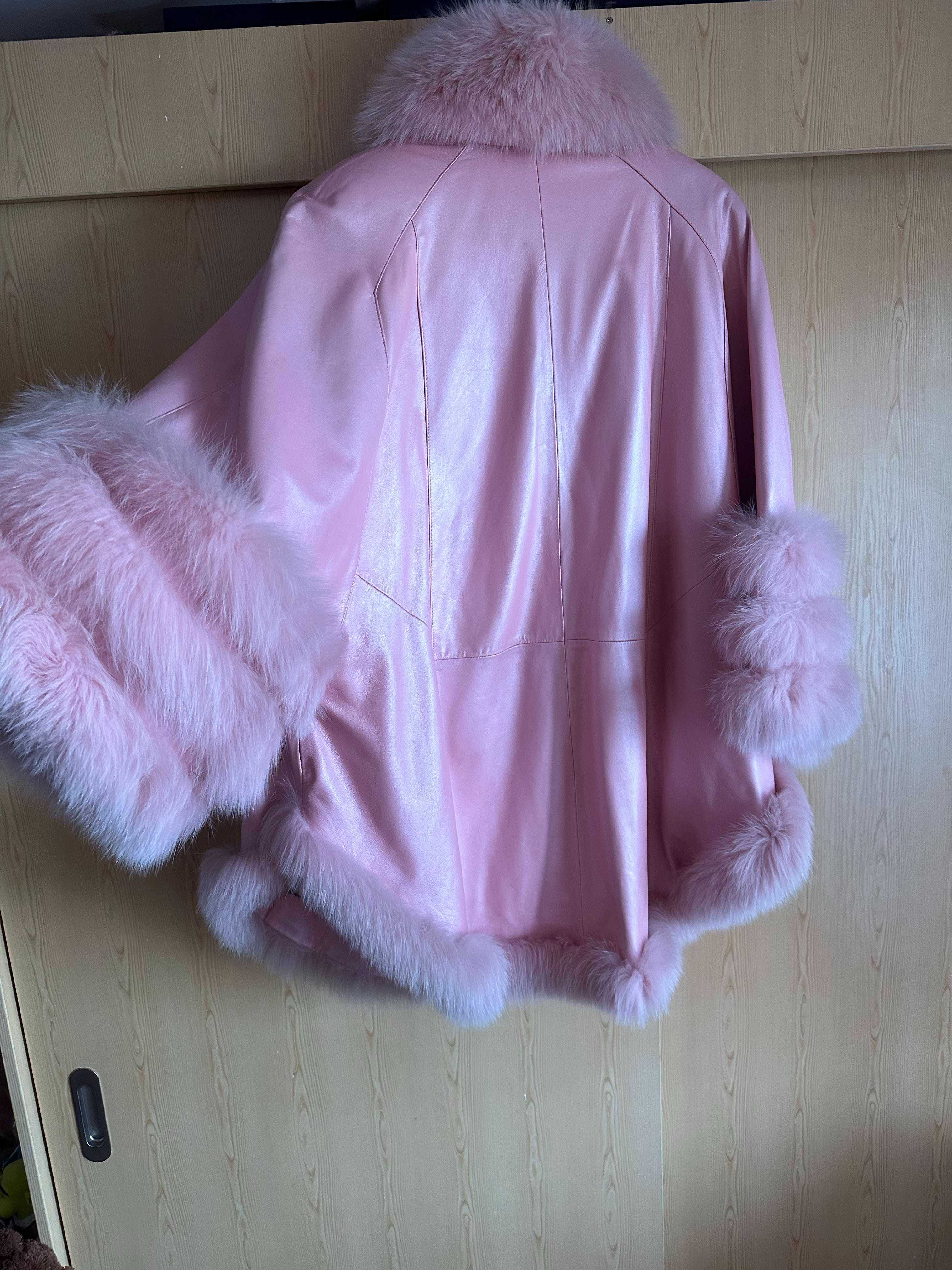 Великолепно розово кожено палто [ИСТИНСКА КОЖА и ПУХ]
