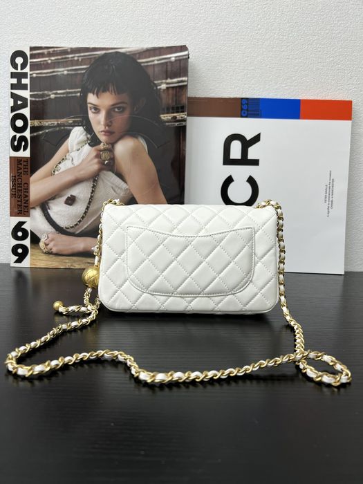 Geanta Chanel classic 20cm, alb, Premium
