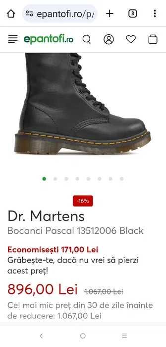 Ghete trendy full piele naturala Dr. Martens Pascal virginia marime 36