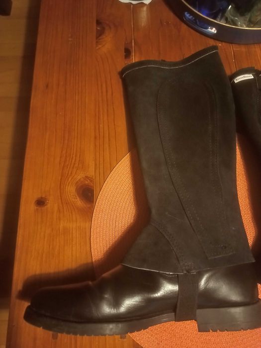 Комплект мъжки италиански ботуши Daslo + велур чапси за езда, №43
