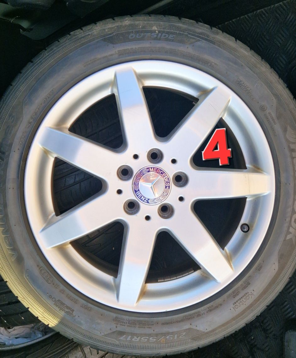 Roți Mercedes Jante 5x112 7.5J Et.47.5  215 55 R17 Cauciucuri Anvelope