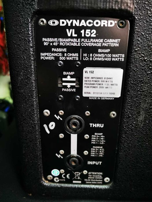 Vand Dynacord BASS SUB 18 si TOP VL 152