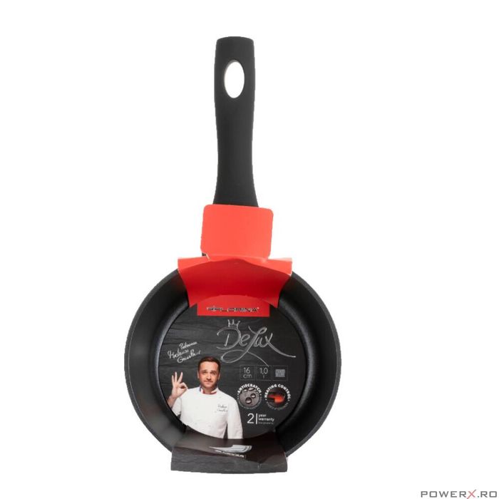 Cratita din aluminiu, 18cm, 1.5L, cu invelis antiaderent, negru,