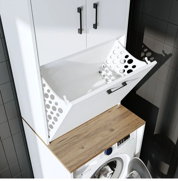Шкаф за пералня с кош за пране