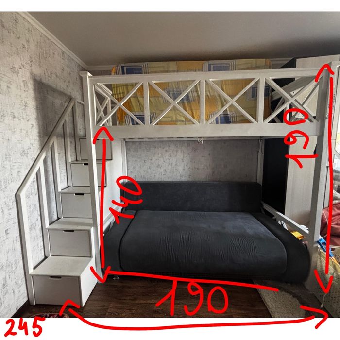 Детская кровать двухярусная без тахты