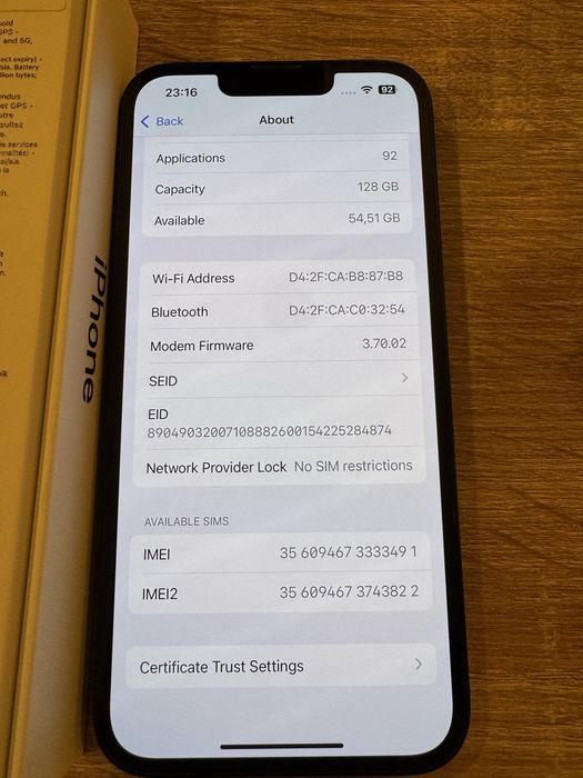 iPhone 14 full box IMPECABIL 128gb + CADOU 22 huse si folii NOI