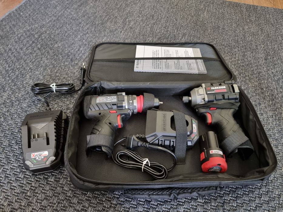 Лот Parkside парксайд ударен винтоверт и импакт кримп клещи зарядно 20
