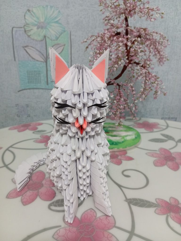 Поделка Котик из модульного оригами