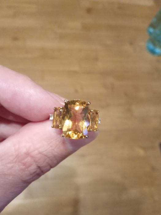 Inel aur 10K,cu citrin