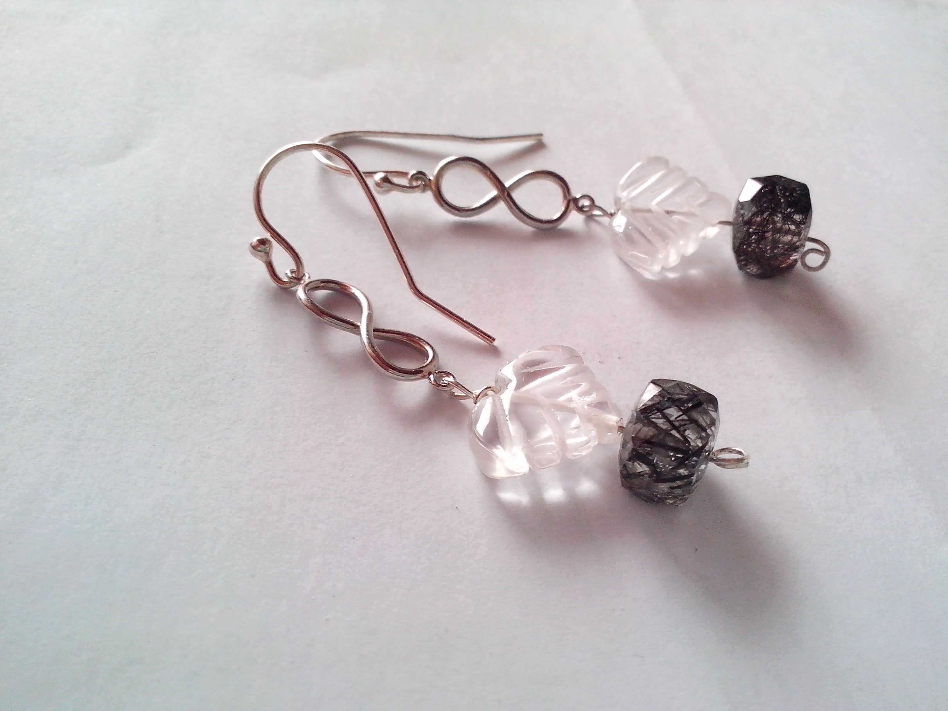 set argint si quartz cristal si turmalinat,pandantiv,cercei