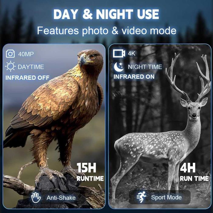 Binoclu cu vedere nocturnă în infraroșu 4K,32 GB, zoom8X,det mișcării