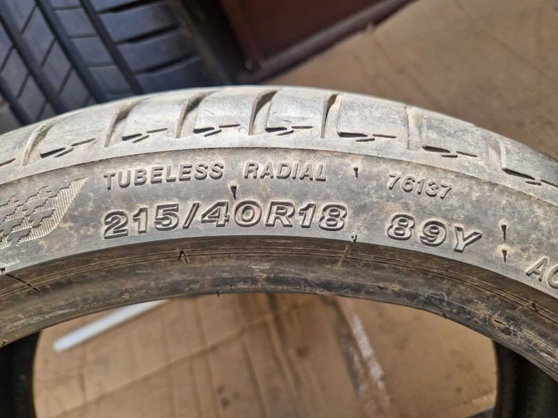 2 Bridgestone R18 215/40
летни гуми
DOT4318