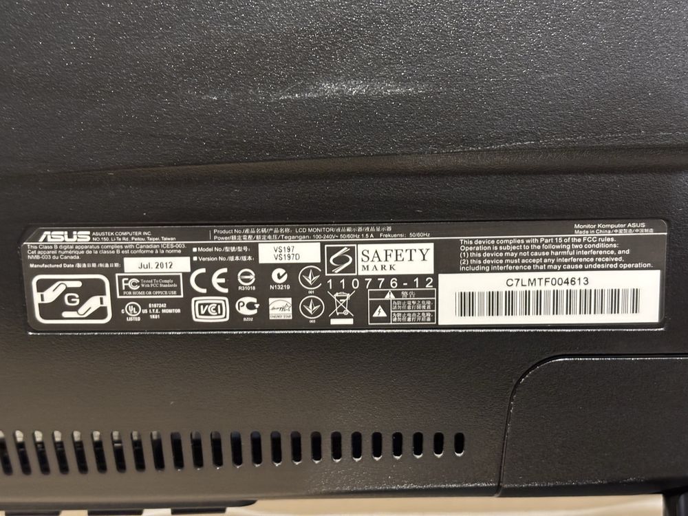 Монитор ASUS VS197 18.5" LCD