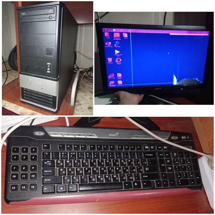 Компьютер настольный. Профессор рабочи. Монитор шаршап тұр.